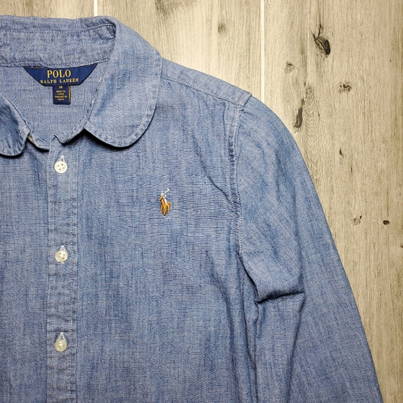 POLO Ralph Lauren Denim Chambray 100% Cotton Shirt Size 14 - Picture 4 of 9